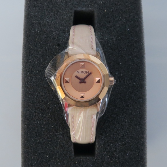 Nixon Accessories - Nixon Mini B Leather Rose Gold Watch